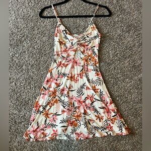 Garage Floral Mini Dress in Pink and Orange